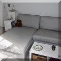 F37. Small two piece sectional  with chaise. 32”h x 71”w x 66”d 